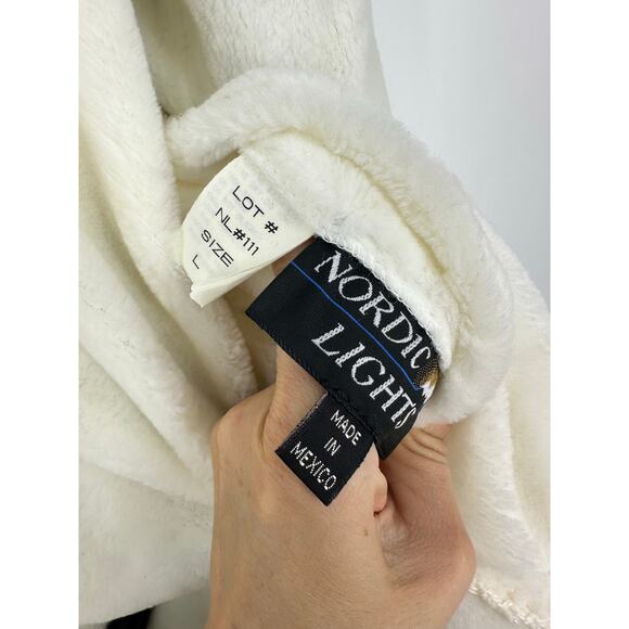 Nordic Lights Womens Reversible Fleece Coat Size L Green Crystals Snowflake NEW - Picture 9 of 12